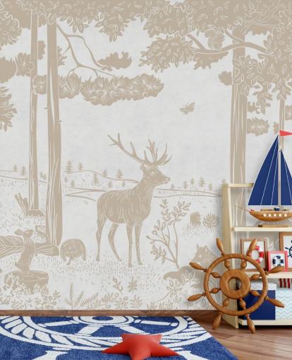 white forest wall mural called Monochrome Forest - Vintage White by Kikki Belle for children's bedrooms white forest wall mural called Monochrome Forest - Vintage White by Kikki Belle for children's bedrooms