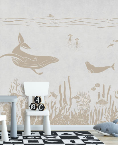 white ocean wallpaper called Monochrome Sea - Vintage White by Kikki Belle for kids bedrooms and nurseries white ocean wallpaper called Monochrome Sea - Vintage White by Kikki Belle for kids bedrooms and nurseries