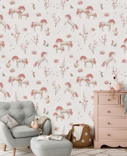 white unicorn wallpaper mural called White Unique Unicorn by Kikki Belle for children's bedrooms and nurseries white unicorn wallpaper mural called White Unique Unicorn by Kikki Belle for children's bedrooms and nurseries