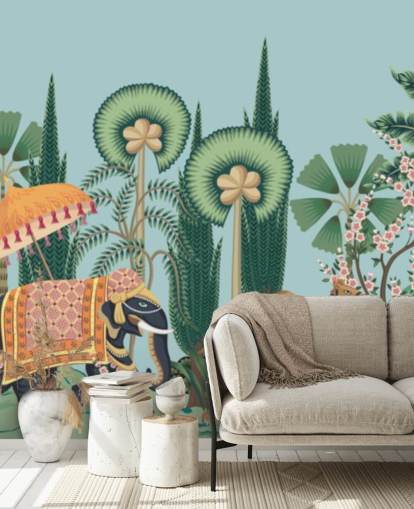 chinoiserie-taustakuvamaalaus nimeltä Chinoiserie Animal Parade makuuhuoneisiin, olohuoneisiin ja käytäviin chinoiserie-taustakuvamaalaus nimeltä Chinoiserie Animal Parade makuuhuoneisiin, olohuoneisiin ja käytäviin