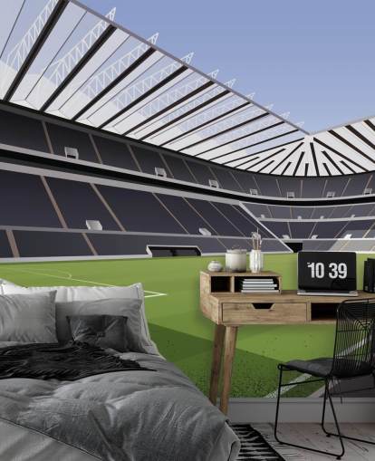 mural de papel pintado negro y verde del Newcastle United llamado St James' Park Football Stadium de Matthew J I Wood Diseño e ilustración para dormitorio infantil mural de papel pintado negro y verde del Newcastle United llamado St James' Park Football Stadium de Matthew J I Wood Diseño e ilustración para dormitorio infantil