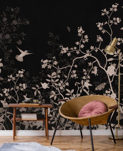 dark jungle wallpaper called Dark Birds and Butterflies at Wallsauce for bedrooms, living rooms and bathrooms dark jungle wallpaper called Dark Birds and Butterflies at Wallsauce for bedrooms, living rooms and bathrooms