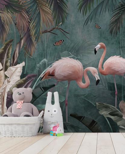 blue flamingo wallpaper mural called Flamingo Couple in the Jungle Blue at Wallsauce for bedrooms and living rooms blue flamingo wallpaper mural called Flamingo Couple in the Jungle Blue at Wallsauce for bedrooms and living rooms