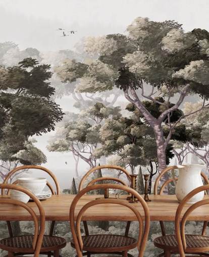 harmaa metsätaustakuvamaalaus nimeltä Vintage Forest Landscape Grey Wallsaucessa makuuhuoneisiin, keittiöihin ja toimistoihin harmaa metsätaustakuvamaalaus nimeltä Vintage Forest Landscape Grey Wallsaucessa makuuhuoneisiin, keittiöihin ja toimistoihin