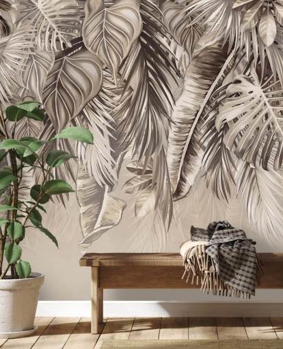 sepia palmer vægmaleri kaldet Hanging Tropical Palm Trees Sepia hos Wallsauce til køkkener og badeværelser sepia palmer vægmaleri kaldet Hanging Tropical Palm Trees Sepia hos Wallsauce til køkkener og badeværelser