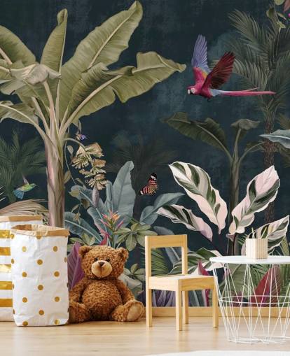 carta da parati murale sulla giungla chiamata Parrot Flying Through the Jungle at Wallsauce per camere da letto e salotti carta da parati murale sulla giungla chiamata Parrot Flying Through the Jungle at Wallsauce per camere da letto e salotti