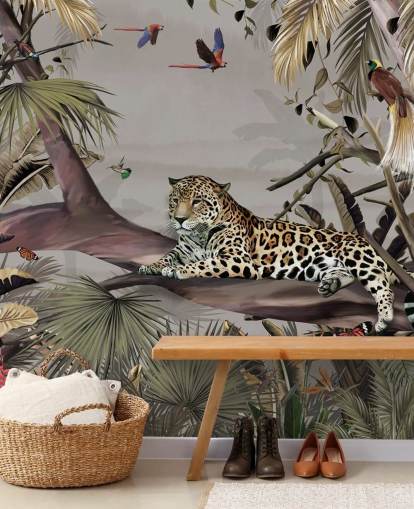 jungel tapetmaleri kalt Relaxing Jungle Jaguar på Wallsauce for soverom, ganger og spiserom jungel tapetmaleri kalt Relaxing Jungle Jaguar på Wallsauce for soverom, ganger og spiserom