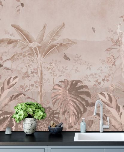 mural de papel de parede de pavão branco chamado Vintage Tropical White Peacock para quartos, salas de estar e banheiros mural de papel de parede de pavão branco chamado Vintage Tropical White Peacock para quartos, salas de estar e banheiros