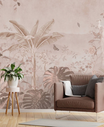 vit påfågel tapet väggmålning kallad Vintage Tropical White Peacock för sovrum, vardagsrum och badrum vit påfågel tapet väggmålning kallad Vintage Tropical White Peacock för sovrum, vardagsrum och badrum