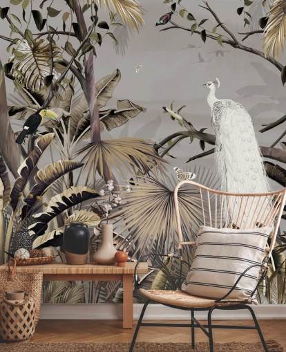 white peacock wallpaper mural called Jungle White Peacock at Wallsauce for bedrooms and hallways white peacock wallpaper mural called Jungle White Peacock at Wallsauce for bedrooms and hallways