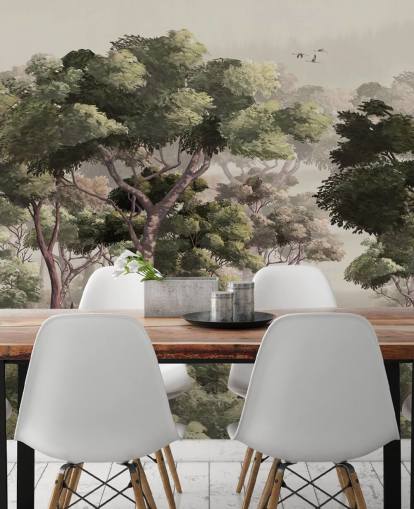 vintage skogstapetväggmålning som heter Vintage Forest Landscape på Wallsauce för sovrum, vardagsrum och korridorer vintage skogstapetväggmålning som heter Vintage Forest Landscape på Wallsauce för sovrum, vardagsrum och korridorer