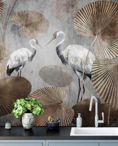 vintage jungle wallpaper mural called Vintage Jungle Cranes at Wallsauce for bedrooms, living rooms and hallways vintage jungle wallpaper mural called Vintage Jungle Cranes at Wallsauce for bedrooms, living rooms and hallways