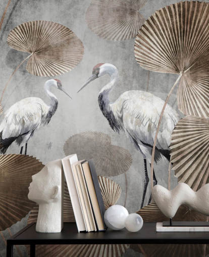 vintage jungle wallpaper mural called Vintage Jungle Cranes at Wallsauce for bedrooms, living rooms and hallways vintage jungle wallpaper mural called Vintage Jungle Cranes at Wallsauce for bedrooms, living rooms and hallways