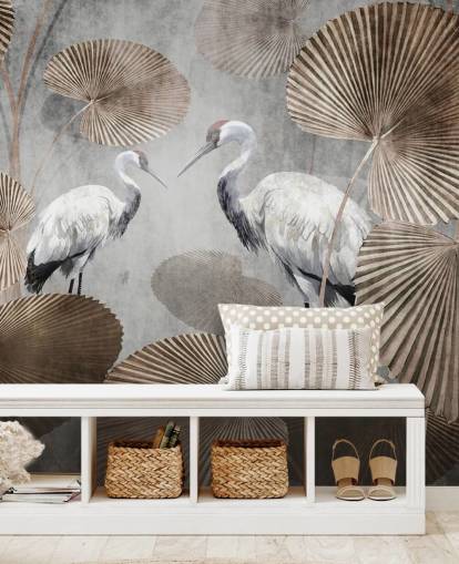 vintage jungle wallpaper mural called Vintage Jungle Cranes at Wallsauce for bedrooms, living rooms and hallways vintage jungle wallpaper mural called Vintage Jungle Cranes at Wallsauce for bedrooms, living rooms and hallways