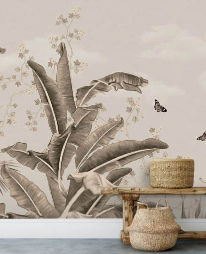 vintage tropical wallpaper mural called Vintage Tropical Forest and Butterflies at Wallsauce vintage tropical wallpaper mural called Vintage Tropical Forest and Butterflies at Wallsauce