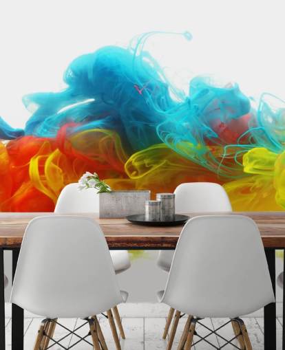 kleurrijke vloeibare behangmuurschildering genaamd Clouds of Colour voor slaapkamers en woonkamers kleurrijke vloeibare behangmuurschildering genaamd Clouds of Colour voor slaapkamers en woonkamers