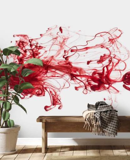 Papier peint à l'encre rouge flottant dans l'eau Papier peint à l'encre rouge flottant dans l'eau