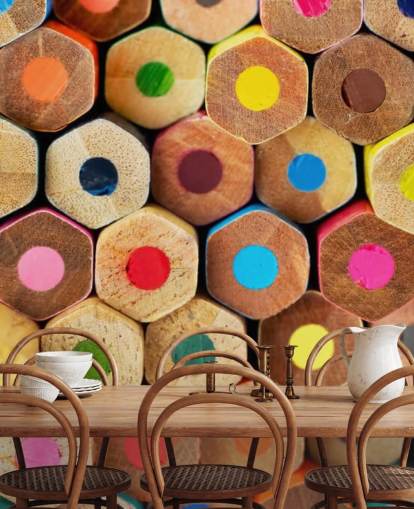 colorido mural de papel pintado a lápiz para niños llamado Pencil Pattern para guarderías, escuelas y dormitorios de niños colorido mural de papel pintado a lápiz para niños llamado Pencil Pattern para guarderías, escuelas y dormitorios de niños