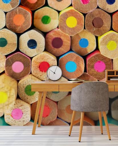 Buntes Bleistifttapeten-Wandbild für Kinder namens Pencil Pattern für Kindergärten, Schulen und Kinderzimmer Buntes Bleistifttapeten-Wandbild für Kinder namens Pencil Pattern für Kindergärten, Schulen und Kinderzimmer