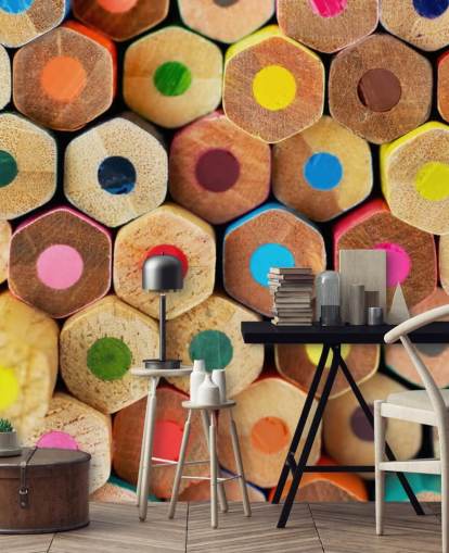 papier peint mural coloré pour enfants appelé Pencil Pattern pour les crèches, les écoles et les chambres d'enfants papier peint mural coloré pour enfants appelé Pencil Pattern pour les crèches, les écoles et les chambres d'enfants