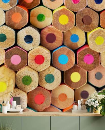 papier peint mural coloré pour enfants appelé Pencil Pattern pour les crèches, les écoles et les chambres d'enfants papier peint mural coloré pour enfants appelé Pencil Pattern pour les crèches, les écoles et les chambres d'enfants