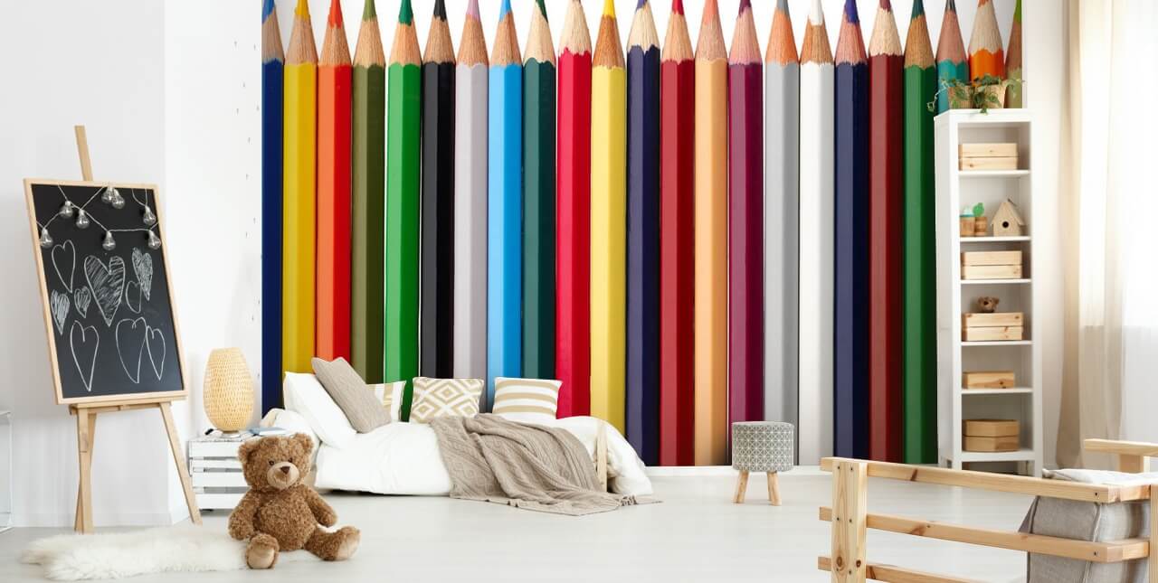 Stacks of Colourful Pencils Wallpaper