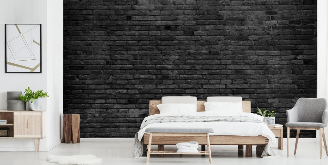 svart og grå murstein tapet veggmaleri kalt Black Painted Brick Wall for kjøkken, stuer og soverom svart og grå murstein tapet veggmaleri kalt Black Painted Brick Wall for kjøkken, stuer og soverom