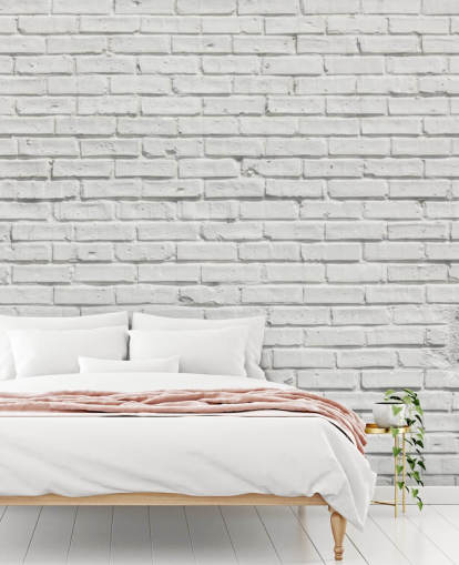 white customisable brick wallpaper mural called White Brick Effect Wall for bedrooms or kitchens white customisable brick wallpaper mural called White Brick Effect Wall for bedrooms or kitchens
