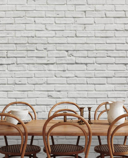 hvid tilpasselig mursten tapet vægmaleri kaldet White Brick Effect Wall til soveværelser eller køkkener hvid tilpasselig mursten tapet vægmaleri kaldet White Brick Effect Wall til soveværelser eller køkkener