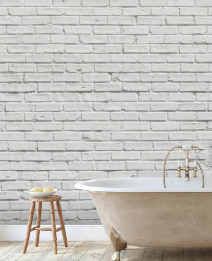 carta da parati murale in mattoni bianchi personalizzabile chiamata White Brick Effect Wall per camere da letto o cucine carta da parati murale in mattoni bianchi personalizzabile chiamata White Brick Effect Wall per camere da letto o cucine