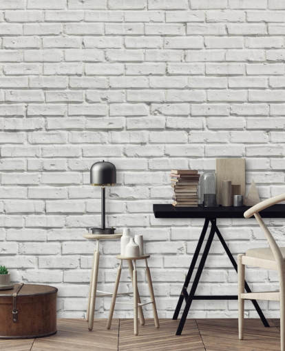 white customisable brick wallpaper mural called White Brick Effect Wall for bedrooms or kitchens white customisable brick wallpaper mural called White Brick Effect Wall for bedrooms or kitchens
