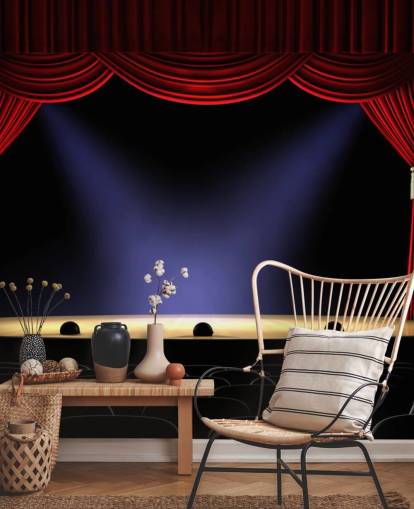 peinture murale rideaux rouges sur une scène peinture murale rideaux rouges sur une scène