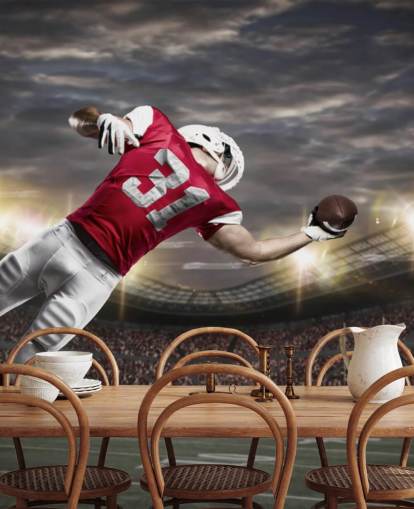 mørk amerikansk fotball veggmaleri kalt One-Handed Catch for tenåringssoverom og mannshuler mørk amerikansk fotball veggmaleri kalt One-Handed Catch for tenåringssoverom og mannshuler