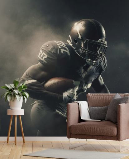 murale scuro di football americano chiamato Smokey American Footballer per camere da letto per adolescenti e palestre scolastiche murale scuro di football americano chiamato Smokey American Footballer per camere da letto per adolescenti e palestre scolastiche