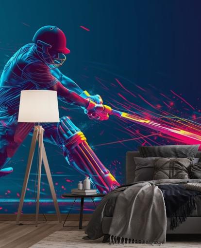 vaaleanpunainen ja sininen krikettiseinämaalaus nimeltä Neon Cricket lasten makuuhuoneisiin vaaleanpunainen ja sininen krikettiseinämaalaus nimeltä Neon Cricket lasten makuuhuoneisiin