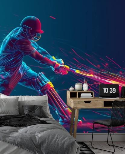 pink and blue cricket wall mural called Neon Cricket for children's bedrooms pink and blue cricket wall mural called Neon Cricket for children's bedrooms