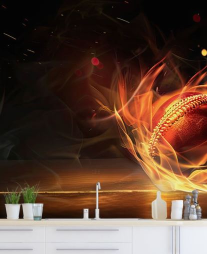 cricket wallpaper mural called Cricket Ball on Fire cricket wallpaper mural called Cricket Ball on Fire