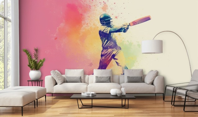 rosafarbenes Cricket-Wandbild namens Pink Paint Cricket für Jugendzimmer und Unternehmen