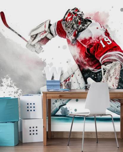 red and white hockey wallpaper called Hockey Goalie for bedrooms and hockey clubs red and white hockey wallpaper called Hockey Goalie for bedrooms and hockey clubs