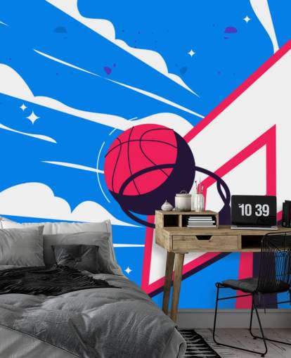 murale da basket blu e arancione chiamato Basketball Hoop murale da basket blu e arancione chiamato Basketball Hoop