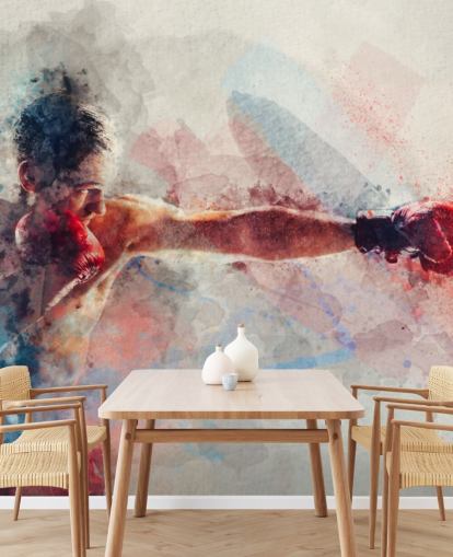 watercolour boxing wall mural called Jab for boxing gyms and teen bedrooms watercolour boxing wall mural called Jab for boxing gyms and teen bedrooms