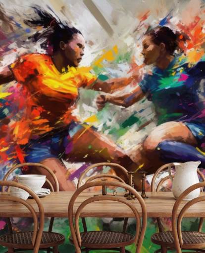 carta da parati murale colorata con illustrazione calcistica chiamata Abstract Footballers per case, uffici e scuole carta da parati murale colorata con illustrazione calcistica chiamata Abstract Footballers per case, uffici e scuole