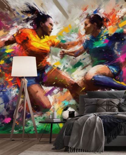 colorful football illustration wallpaper mural called Abstract Footballers for homes, offices and schools colorful football illustration wallpaper mural called Abstract Footballers for homes, offices and schools