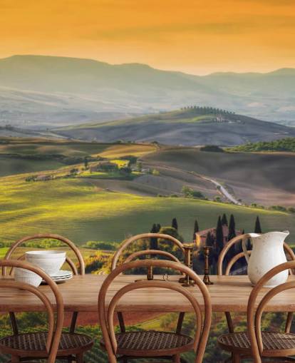 Tuscany Landscape in the Warm Evening Wallpaper Tuscany Landscape in the Warm Evening Wallpaper