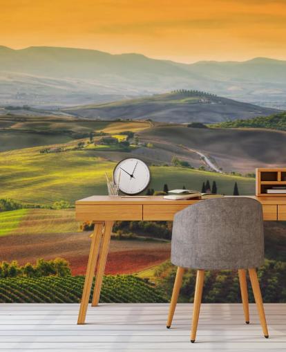 Toskana-Landschaft im warmen Abend Wallpaper Toskana-Landschaft im warmen Abend Wallpaper