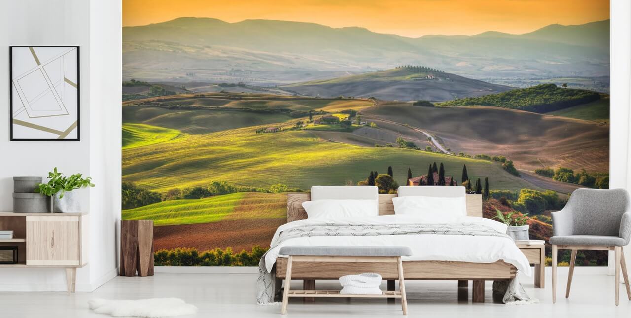 Toskana-Landschaft im warmen Abend Wallpaper Toskana-Landschaft im warmen Abend Wallpaper