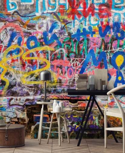colourful custom graffiti wallpaper mural called Grunge Graffiti for a teen's bedroom colourful custom graffiti wallpaper mural called Grunge Graffiti for a teen's bedroom
