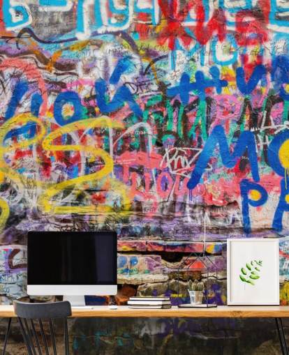 mural colorido de papel de parede de grafite personalizado chamado Grunge Graffiti para o quarto de um adolescente mural colorido de papel de parede de grafite personalizado chamado Grunge Graffiti para o quarto de um adolescente