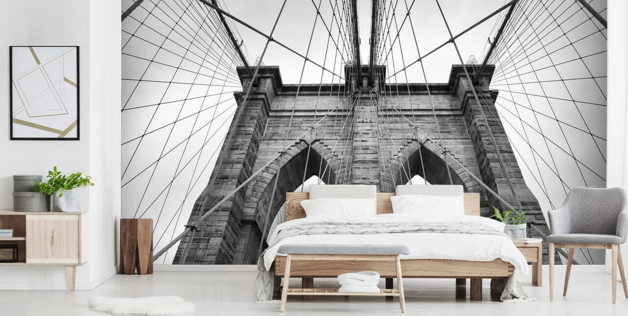 Brooklyn Bridge yksityiskohtaisesti Taustakuva seinämaalaus Brooklyn Bridge yksityiskohtaisesti Taustakuva seinämaalaus