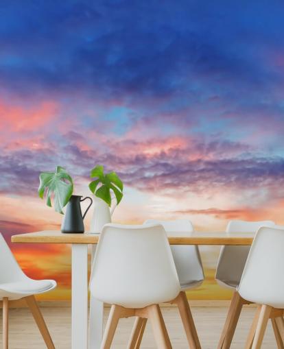 Blue and Orange Passionate Sunset Wall Mural Blue and Orange Passionate Sunset Wall Mural